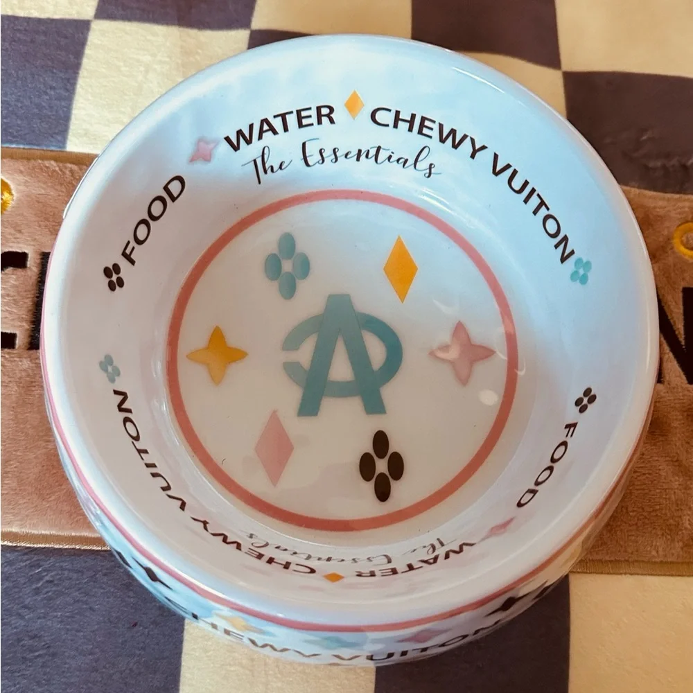 Dog Bowl - White and Pink